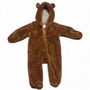 Carter's brown sherpa hooded bear jumpsuit